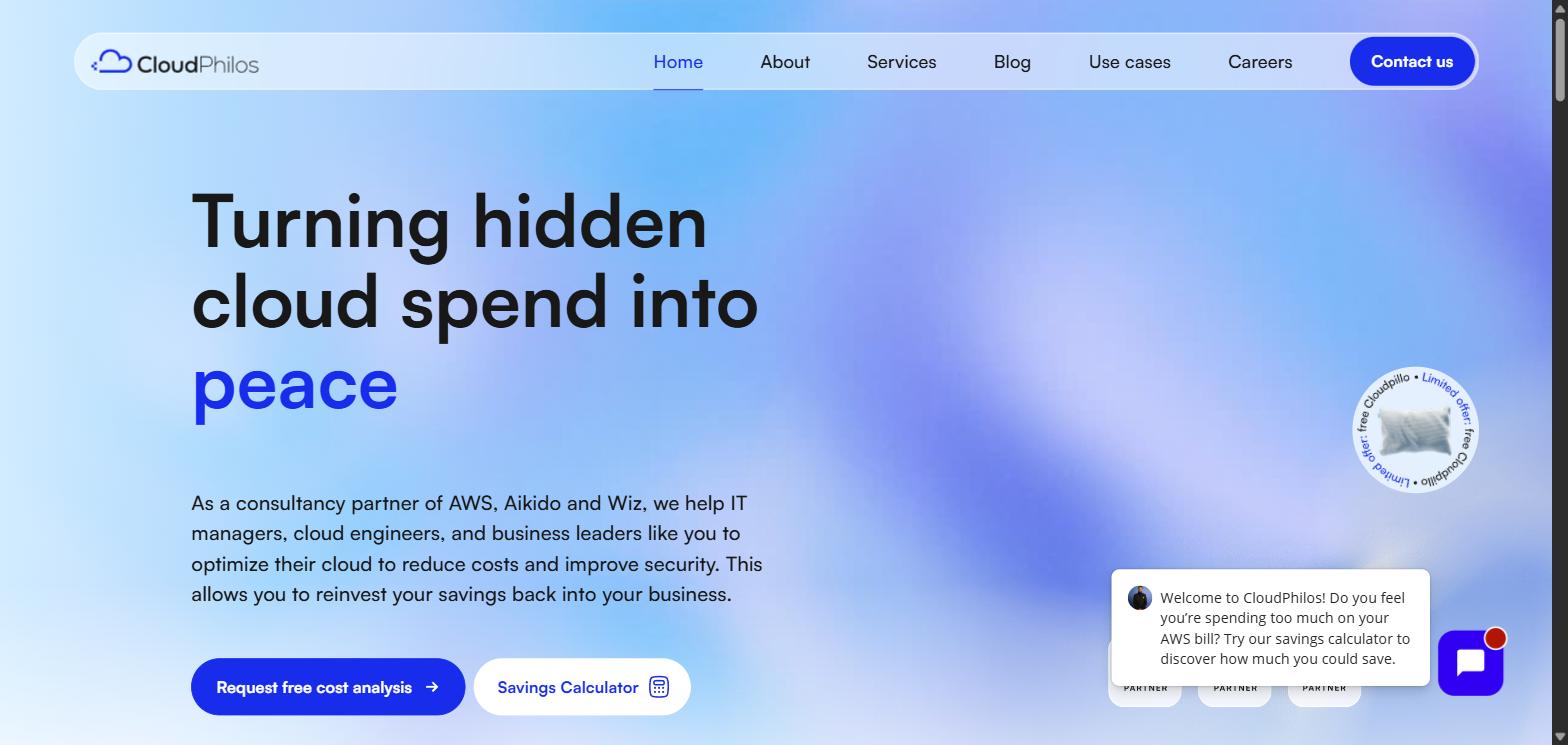 CloudPhilos website, cloud consultancy