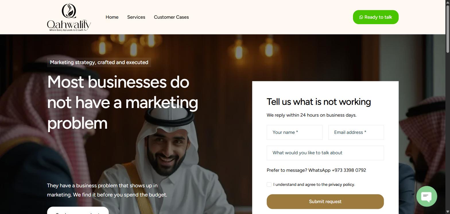 Qahwality website, marketingconsultancy